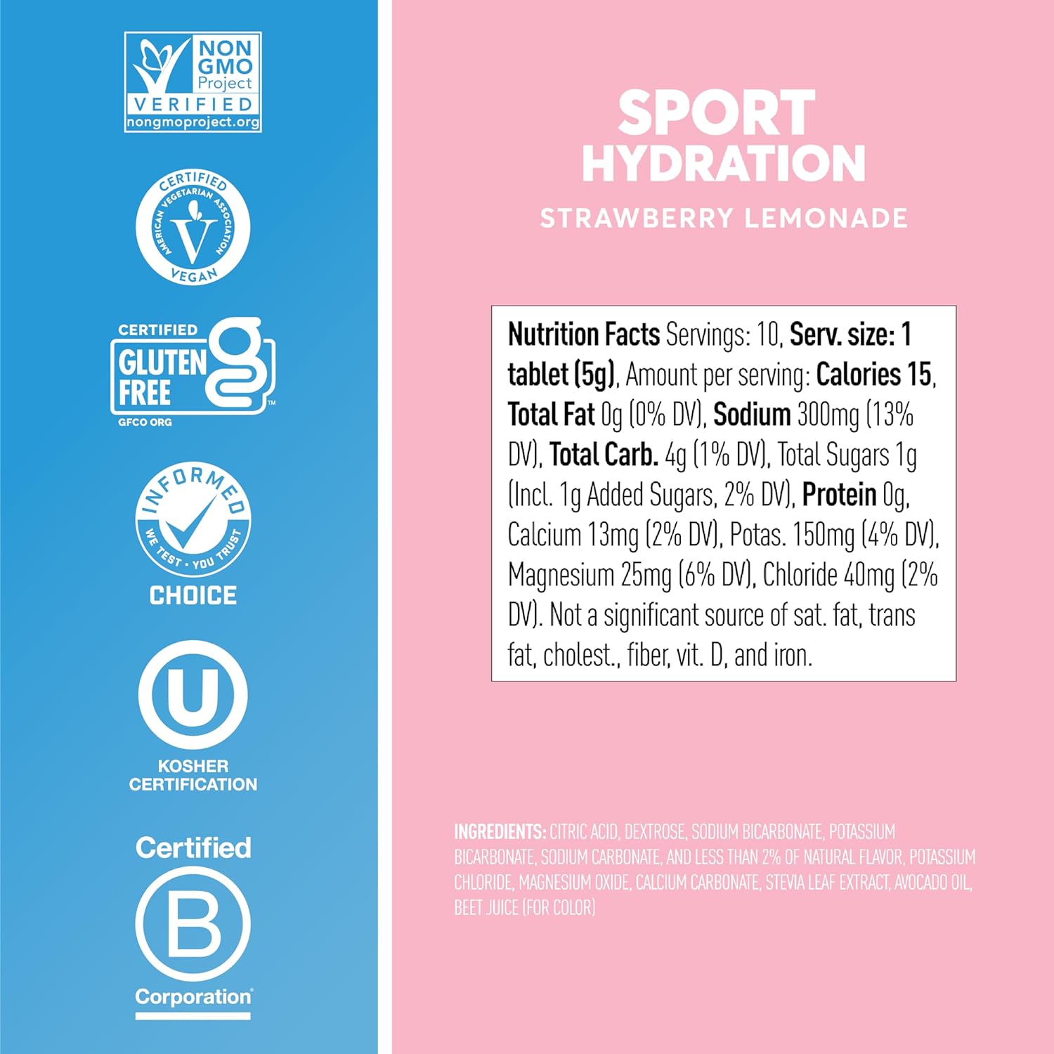 Nuun Sport Electrolyte Tablets - Dissolvable in Water, Strawberry Lemonade Flavor | 5 Essential Electrolytes for Hydration | 1g Sugar Drink Mix | Vegan, Non GMO | 10 Count 4 Pack (40 Total Servings) : Health & Household