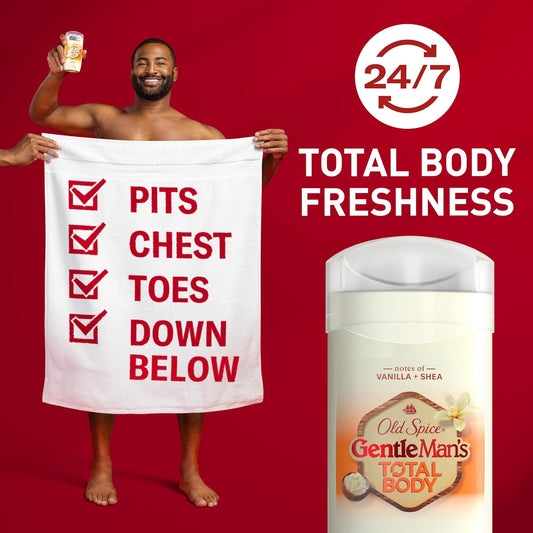 Old Spice Whole Body Deodorant For Men, Total Body Deodorant, Vanilla + Shea, Aluminum Free Deodorant Stick For 24/7 Freshness // Dermatologist Tested Whole Body Deodorant, 3.0 Oz