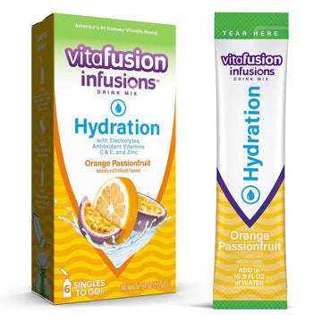 Vitafusion Infusions Hydration Drink Mix, Singles To Go, Orange Passionfruit, 1 Box, 6 Packets Per Box (6 Total Sticks)