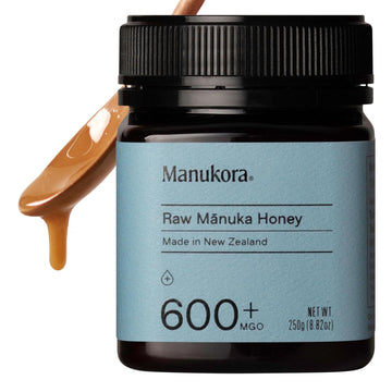 Manukora Raw Manuka Honey Mgo 600+ From New Zealand, Non-Gmo, Monofloral, Traceable From Hive To Hand, Daily Immune Support - 250G (8.8 Oz)