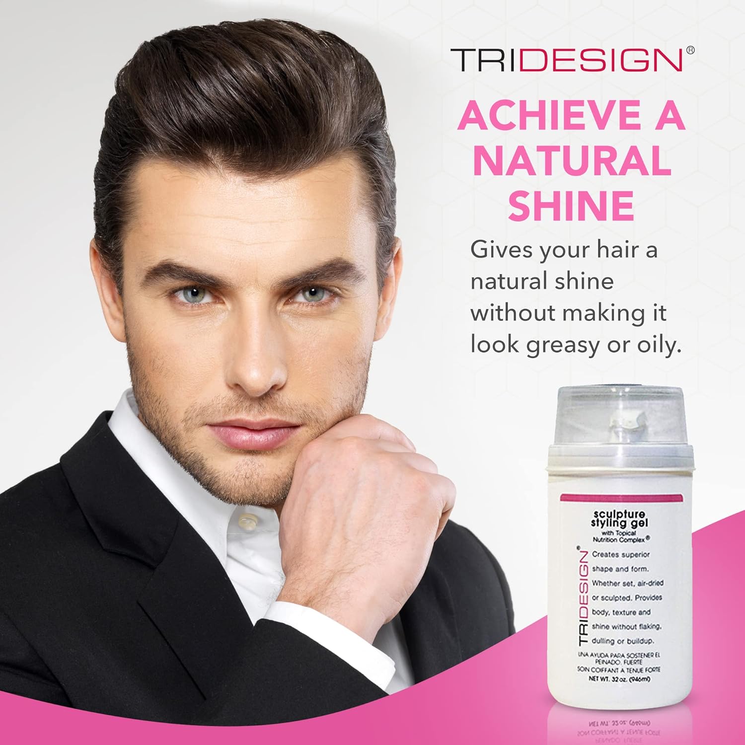 TRIDESIGN Hair Styling Gel, 32 oz - Medium Hold with Shine for Men and Women : Hair Styling Gels : Beauty & Personal Care