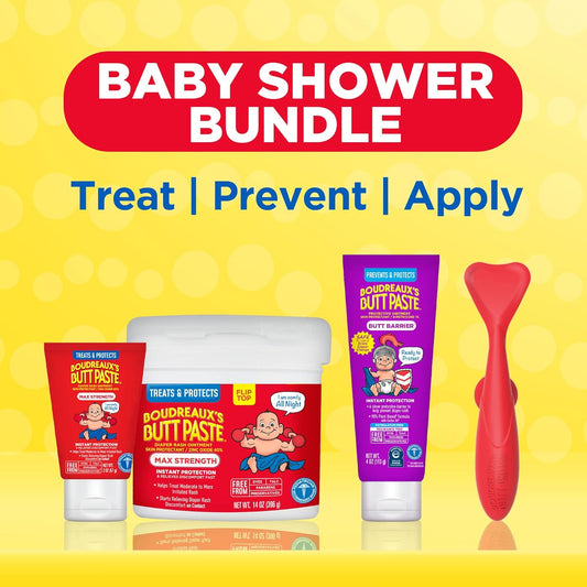 Boudreaux’S Butt Paste, Baby Shower Gift Set, Newborn Essentials Kit With 3 Baby Necessities, Diaper Rash Cream, Diaper Rash Ointment Prevention, And A Diaper Cream Applicator