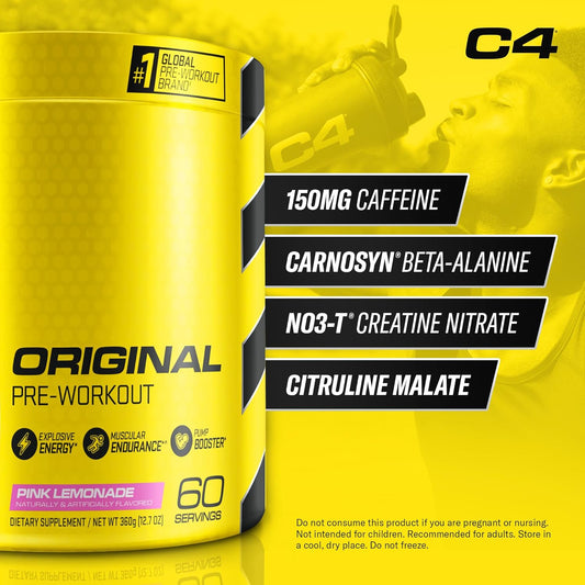 Cellucor C4 Original Pre Workout Powder Pink Lemonade Vitamin C for Im