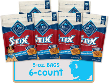 Blue Buffalo Stix Natural Soft-Moist Dog Treats, Chicken Recipe 5-Oz Bag (Pack Of 6)