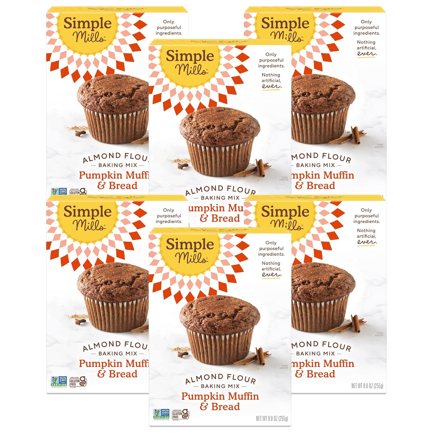 Simple Mills Almond Flour Baking Mix, Pumpkin Muffin & Bread Mix, Gluten Free, Plant Based, Paleo Friendly, 4.25 Ounce (Pack of 6)