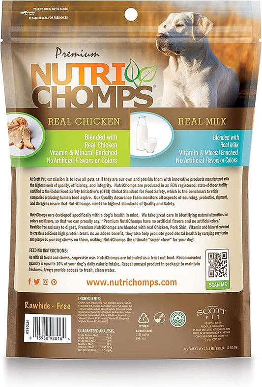 NutriChomps 9-inch Braid, Rawhide-Free Dog Treats, Easy to Digest, Healthy, 4 Count Milk