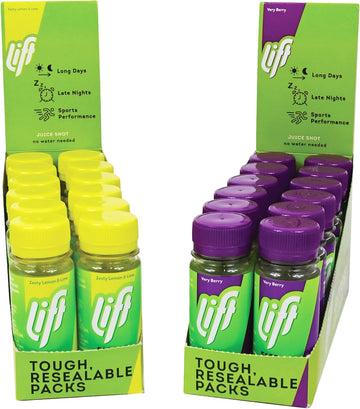 Lift Fast-Acting Glucose Energy Juice Shots, Very Berry & Lemon & Lime, 12 Pack Of 60 Ml Bottles, 2 Pack