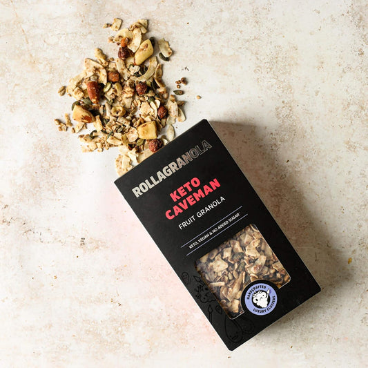 Rollagranola: Keto Caveman Fruit Granola | Paleo & Keto Granola | Gluten & Cereal Free | No Added Sugar | Keto Diet | Ideal For Diabetics | Handcrafted In The Uk | 300G Pack