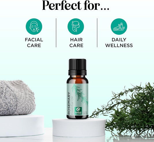 Pure Rosemary Essential Oil For Aromatherapy - Undiluted Rosemary Oil For Hair Skin And Nails - Rosemary Essential Oil For Diffusers Plus Hair Oil For Enhanced Shine Cleansing And Dry Scalp Treatment