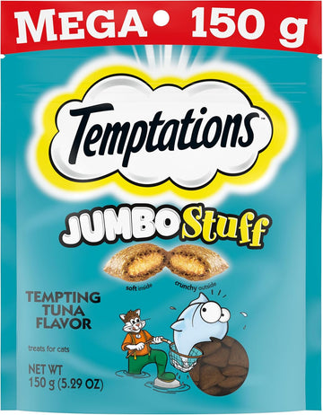 Temptations Jumbo Stuff Crunchy And Soft Cat Treats Tempting Tuna Flavor, (10) 5.3 Oz. Pouches