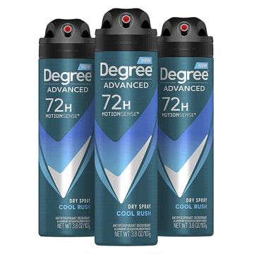 Degree Men Antiperspirant Deodorant Dry Spray Cool Rush 3 Count Deodorant For Men With Motionsense Technology 3.8 Oz