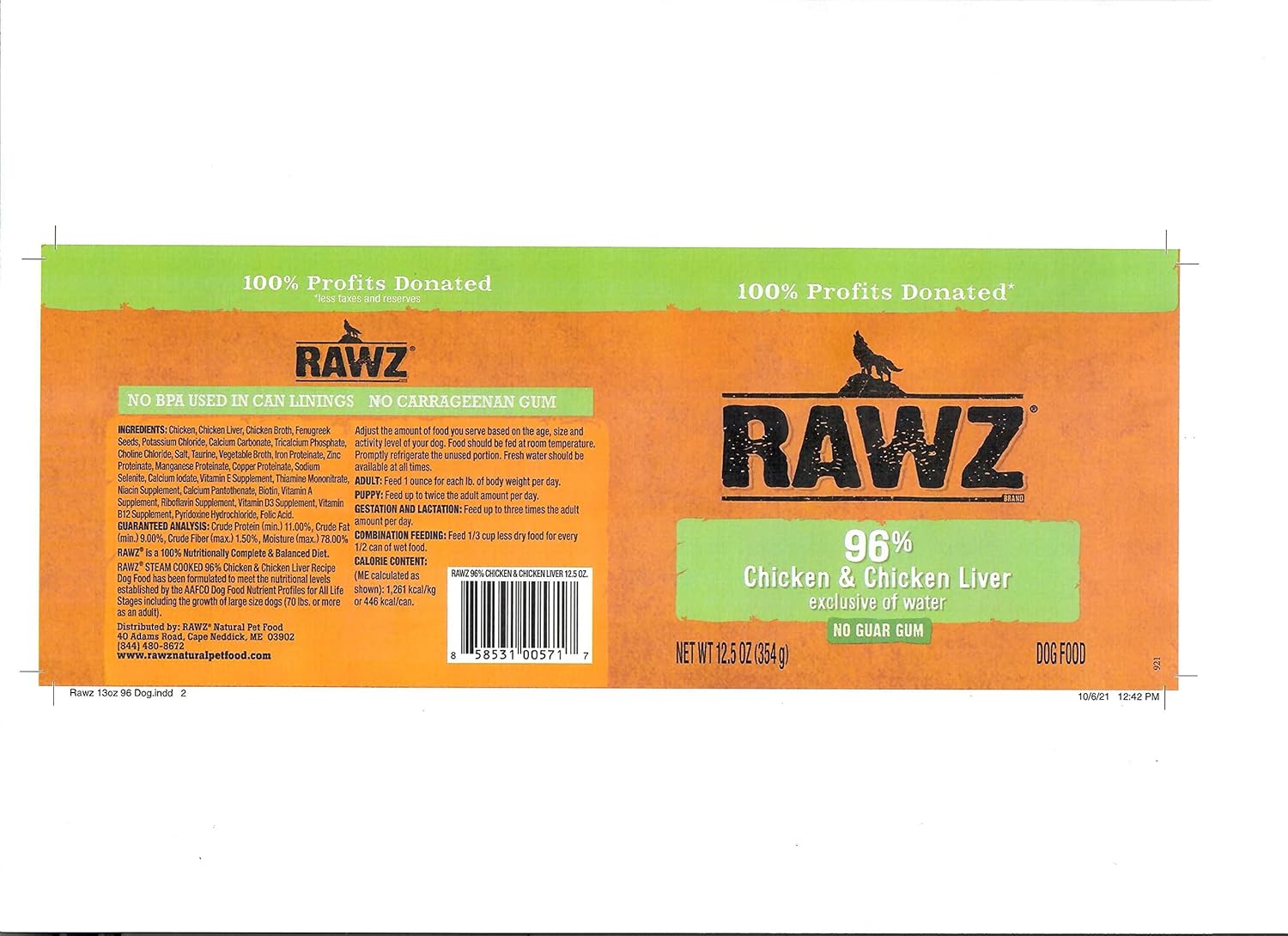 Rawz 96% Meat Canned Wet Food for Dogs 12 Pack/ 12.5 oz. Cans (Chicken/Chicken Liver): Pet Supplies: Amazon.com