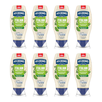 Hellmann'S Mayonnaise Dressing 8 Count Italian Herb & Garlic For A Deliciously Creamy Condiment, With Real Ingredients & No Artificial Flavors, 11.5 Oz
