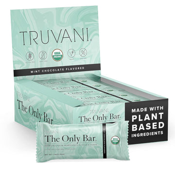 Truvani Plant Based Snack Bars | 7G Protein | 12 Pack Mint Chocolate | Organic | Vegan | The Only Bar | Dairy, Soy, And Gluten Free | Individually Wrapped