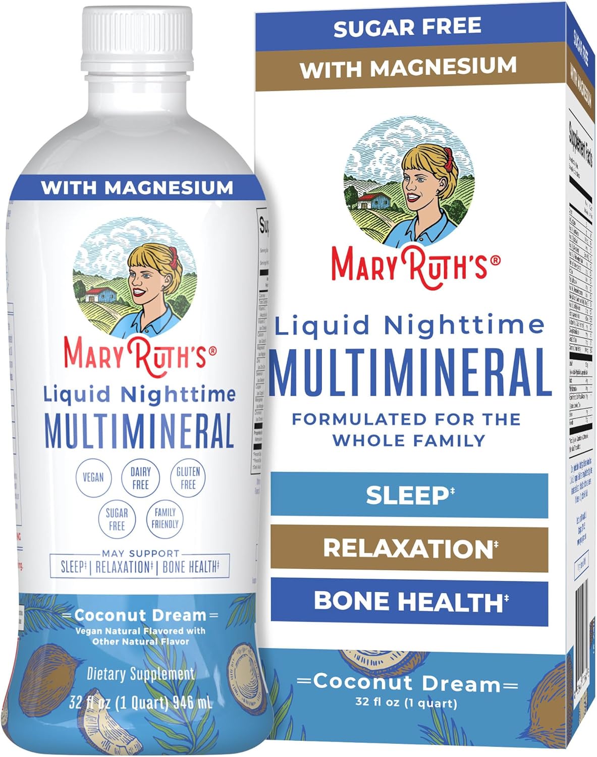 Extra Strength Nighttime Liquid Multimineral Sleep Supplement | Sugar Free | Calm Magnesium Citrate Sleep | No Melatonin | Calcium Magnesium Zinc | Available In 4 Flavors | Vegan | 32 Servings