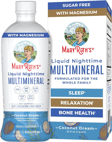 Extra Strength Nighttime Liquid Multimineral Sleep Supplement | Sugar Free | Calm Magnesium Citrate Sleep | No Melatonin | Calcium Magnesium Zinc | Available In 4 Flavors | Vegan | 32 Servings