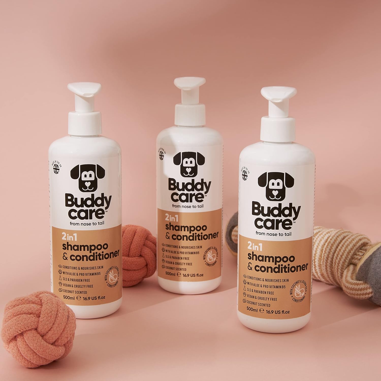 Buddycare 2in1 Dog Shampoo & Conditioner Coconut Scented | With Aloe Vera and Pro Vitamin B5 (500ml) :Pet Supplies