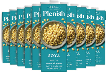 Plenish Organic Unsweetened Soya Milk 1L (Pack Of 8)
