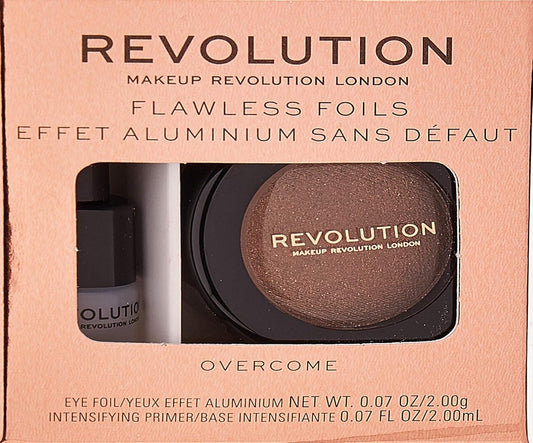 Makeup Revolution Flawless Foils Eyeshadow Palette, Overcome, Glitter & Metallic Shades, Longlasting Wear, Cruelty-Free, 0.06 Oz