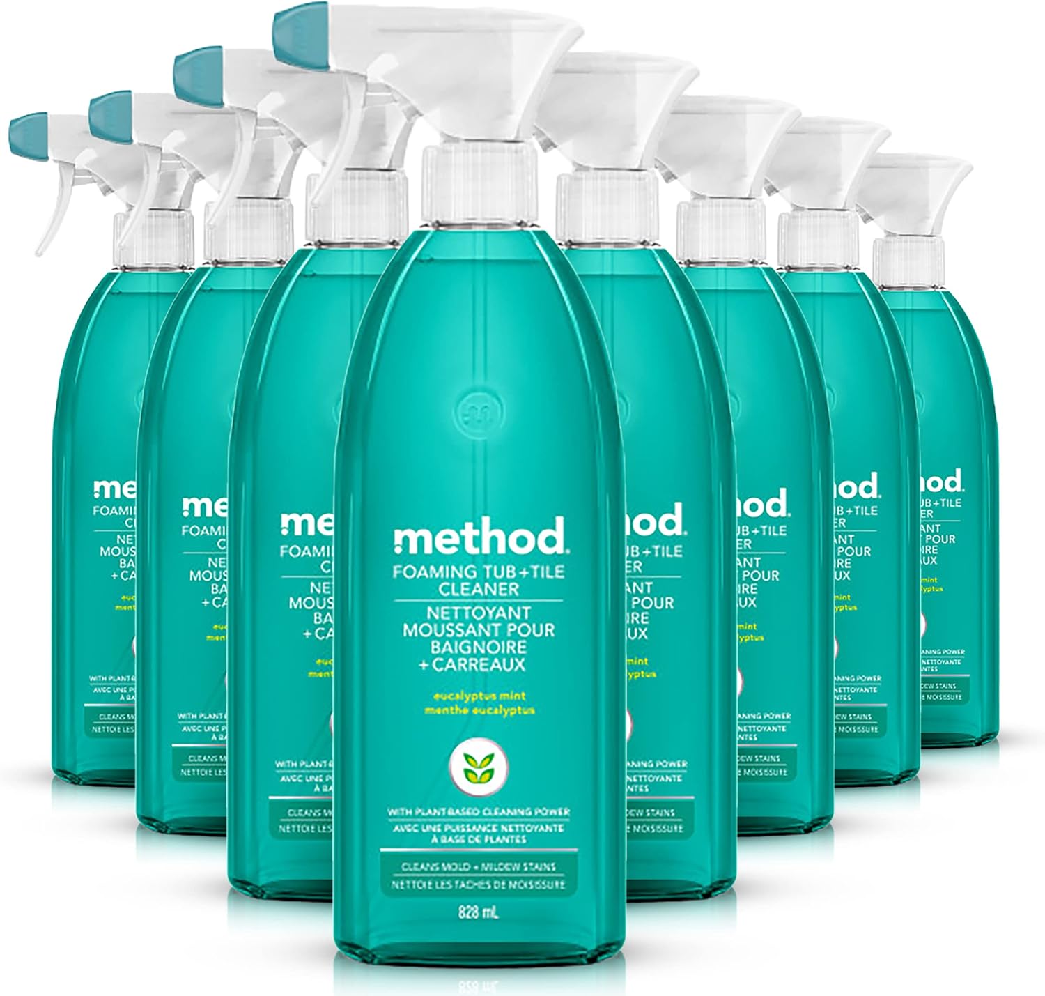 Method Foaming Tub + Tile Cleaner, Cleans Mold + Mildew Stains, Eucalyptus Mint Scent, 28 Fl Oz (Pack Of 8)