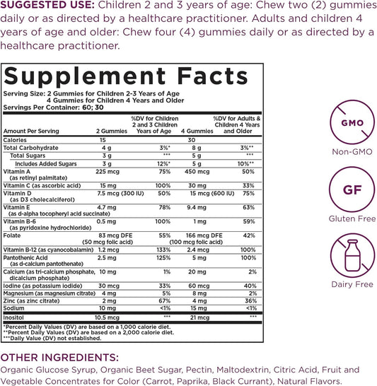 Solgar U-Cubes Children's Multi-Vitamin & Minerals, 120 Gummies - 3 Great-Tasting Flavors, Grape, Orange & Cherry - Ages 2 & Up - Non GMO, Gluten Free, Dairy Free - 60 Servings