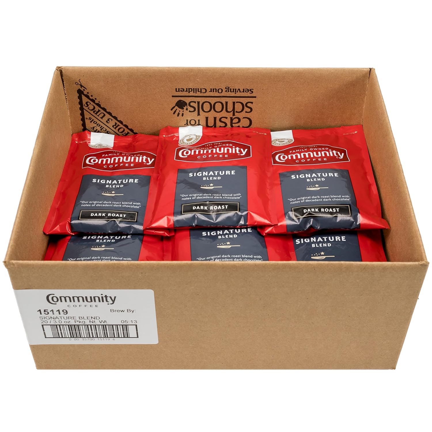 Community Coffee Signature Blend, Dark Roast Pre-Measured Coffee Packs, 3.0 Ounce Bag (Box of 20) : Everything Else
