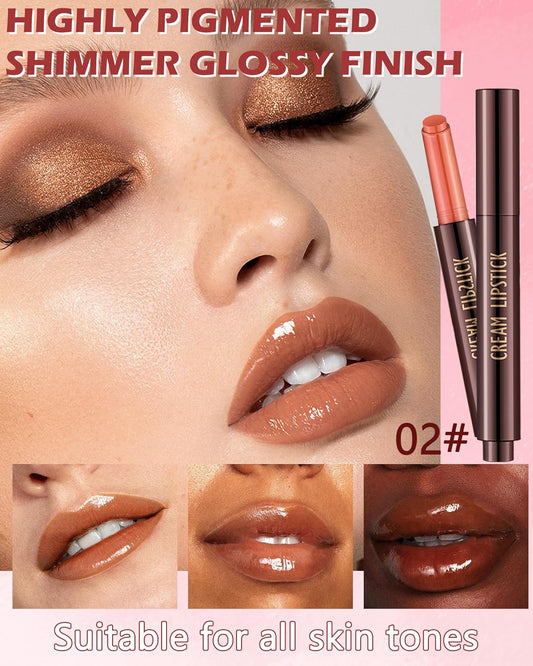 Hydrating Shimmer Lipstick,Moisturizing Jelly Lip Gloss,Shine Dew Red Lipstick Pen, Long Lasting Waterproof Tint Lip Balm Plumping Lip Stain Pen,Women'S Day Makeup Gift For Women-09