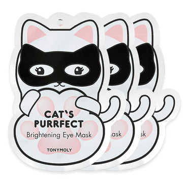 Tonymoly Cat'S Purrfect Brightening Eye Mask, Valentines Gifts, Strengthening Eye Cream, Softens And Hydrates With Milk Protein, 3 Ct