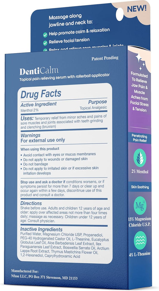 Denticalm Soothing Pain Relief For Teeth Grinding And Jaw Clenching (Bruxism), For Jaw, Head And Neck Pain, Stiffness And Tension, Nightguard Discomfort Relief, 0.47 Oz