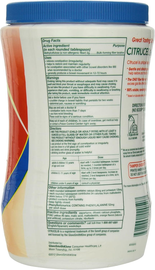 Citrucel Sugar Free Fiber Therapy, Orange, 32 Oz (907 G)