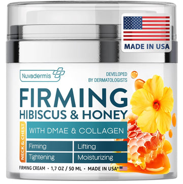 Nuvadermis Hibiscus And Honey Firming Cream - Skin Tightening Cream - Reduces Fine Lines - Lifts And Moisturizes Skin With Natural Collagen And Dmae - Made In Usa, 1.7 Oz Jar