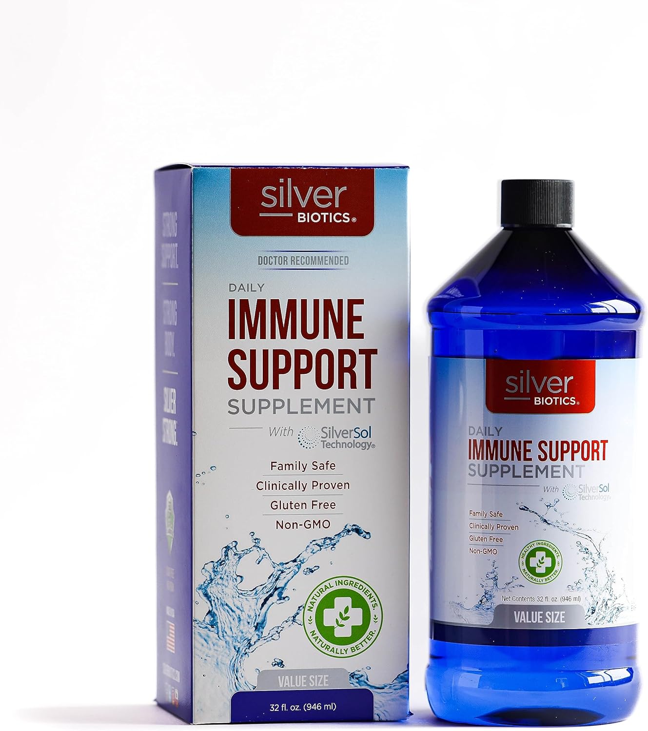 Silver Biotics Colloidal Nano SilverSol Ag?O? 10 PPM Immune Support | Bio-Hacking Immune Building Natural Support | 32 Fl Oz