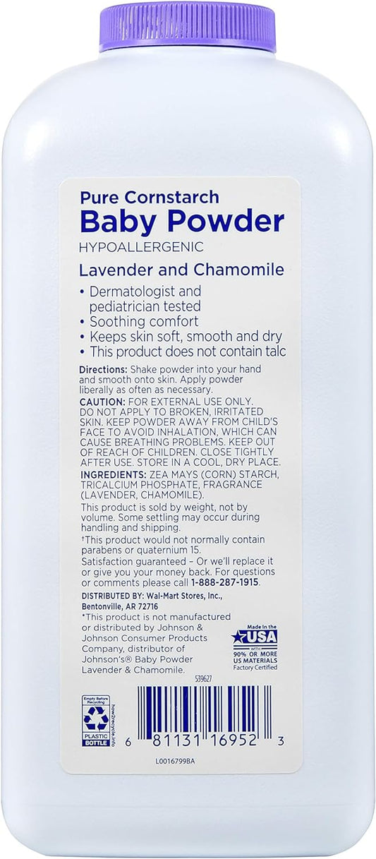 Equate Pure Cornstarch Baby Powder With Lavender and Chamomile, 22oz by Judastice : Baby