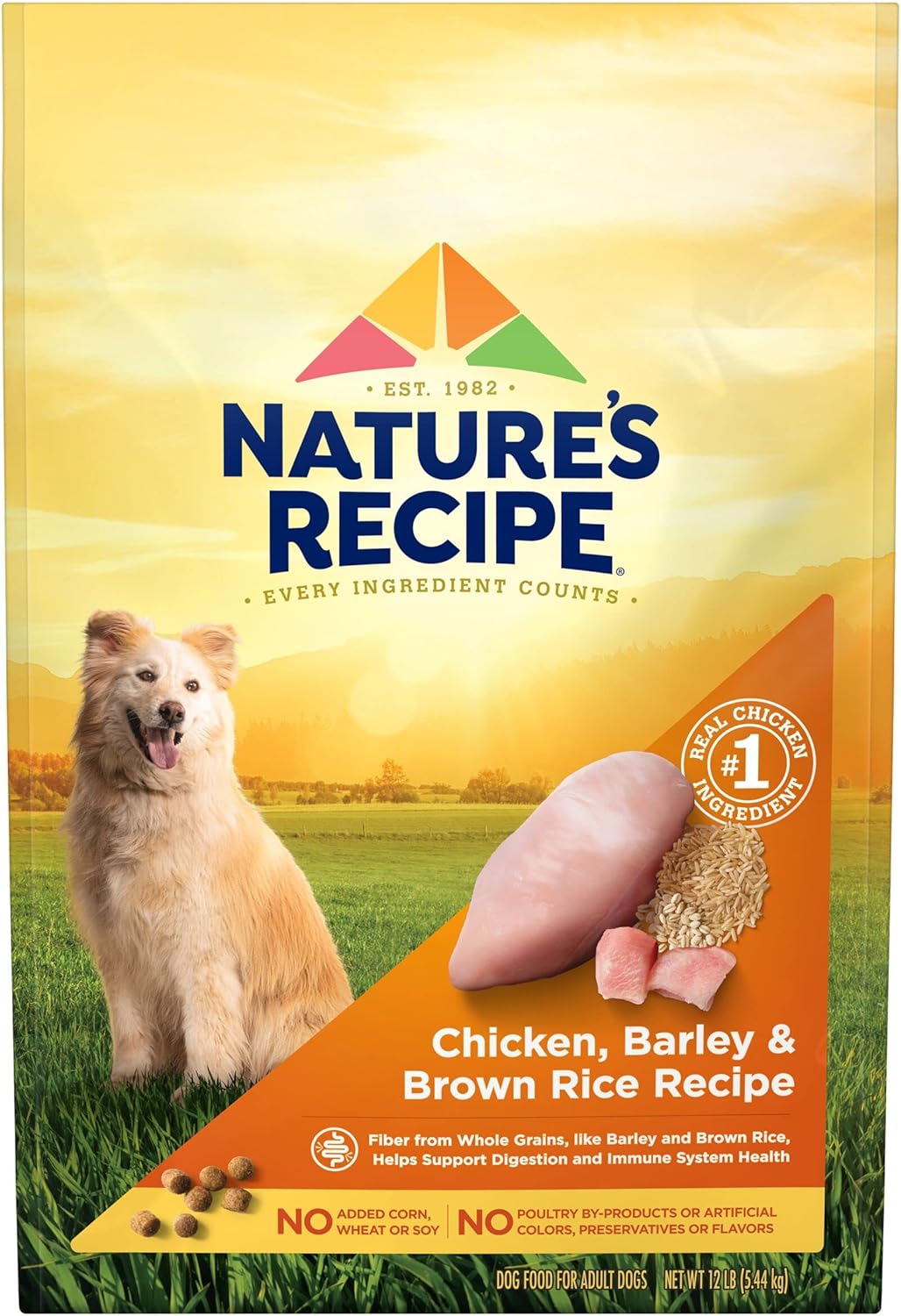 Nature’s Recipe Original Dry Dog Food for Adult Dogs, Chicken & Rice Recipe, 12 lb Bag