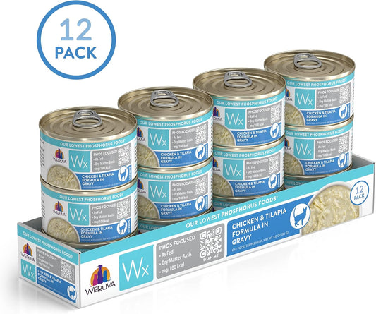 Weruva Wx Phos Focused, Chicken & Tilapia Formula In Gravy, 3Oz Can (Pack Of 12)