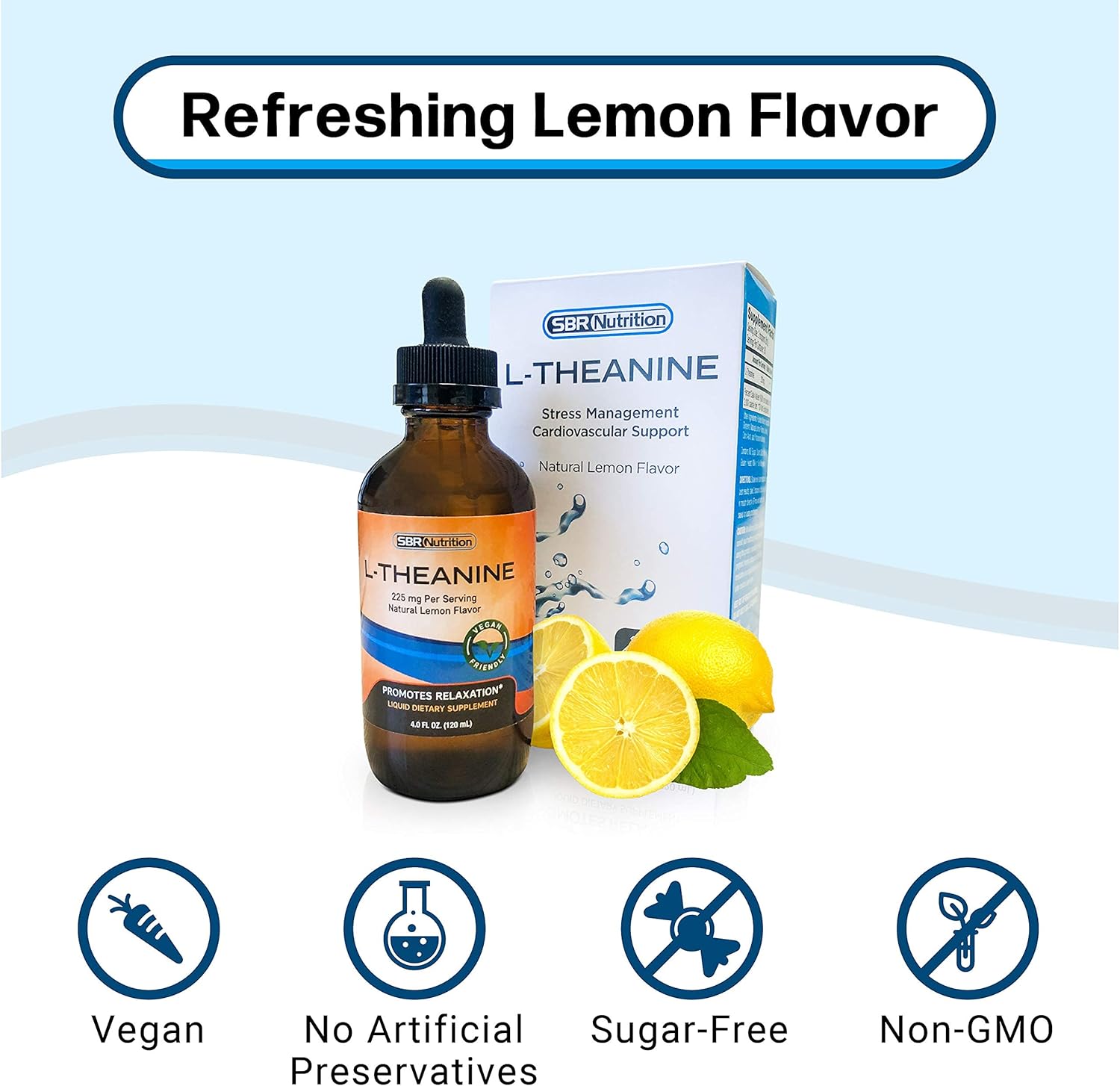 Sbr Nutrition Liquid L-Theanine Drops | All Natural, Vegan, Alcohol Free, Non-Gmo | For Sleep Aid, Calm, Relaxation, Focus Without Drowsiness | Synergistic With Coffee Or Caffeine : Health & Household