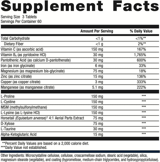 Metagenics Collagenics - Connective Tissue & Collagen Support Supplement* - Multivitamin & Multimineral - Zinc Supplements - Vitamin C - Pantothenic Acid - Non-Gmo & Gluten-Free - 180 Tablets