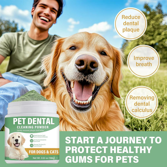 Dog Dental Powder, Dog Teeth Cleaning Powder For Dog Breath Freshener, Effective Plaque Off &Tartar Remover For Small, Medium, Large Dogs-3.52 Oz