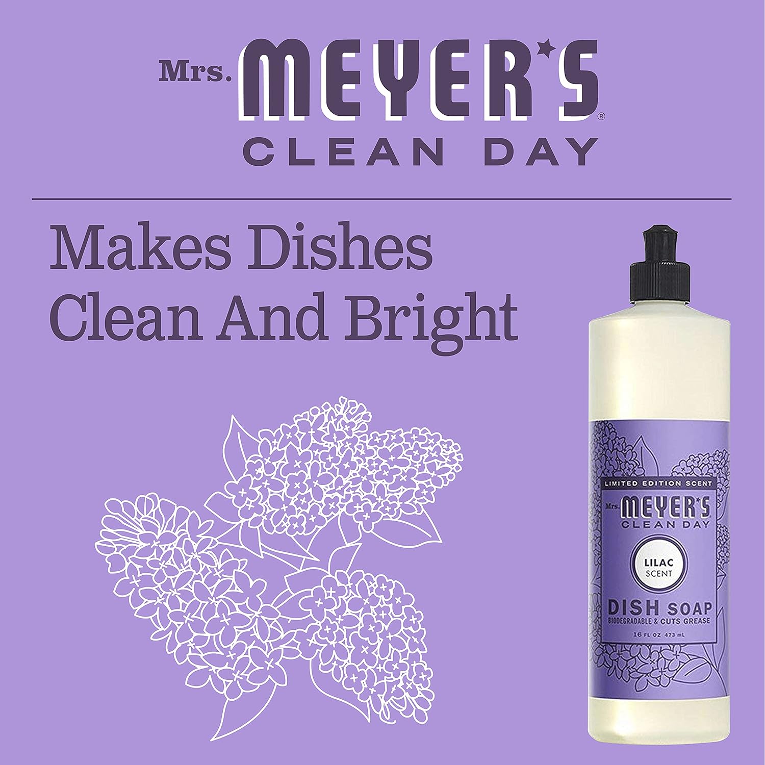MRS MEYER'S Lilac Dish Soap, 473 ML : Health & Household
