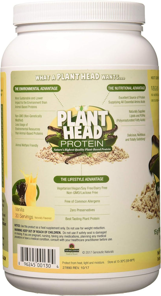 Plant Head Protein Powder Supplement, Vanilla, 1.7-Pounds (lbs)