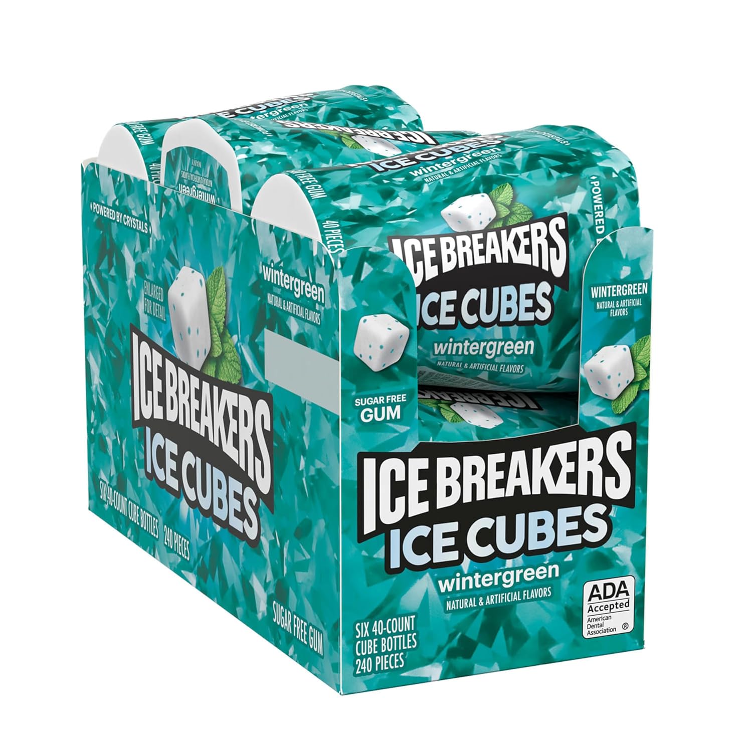 Ice Breakers Ice Cubes Wintergreen Sugar Free Chewing Gum Bottles, 3.24 Oz (6 Count, 40 Pieces)