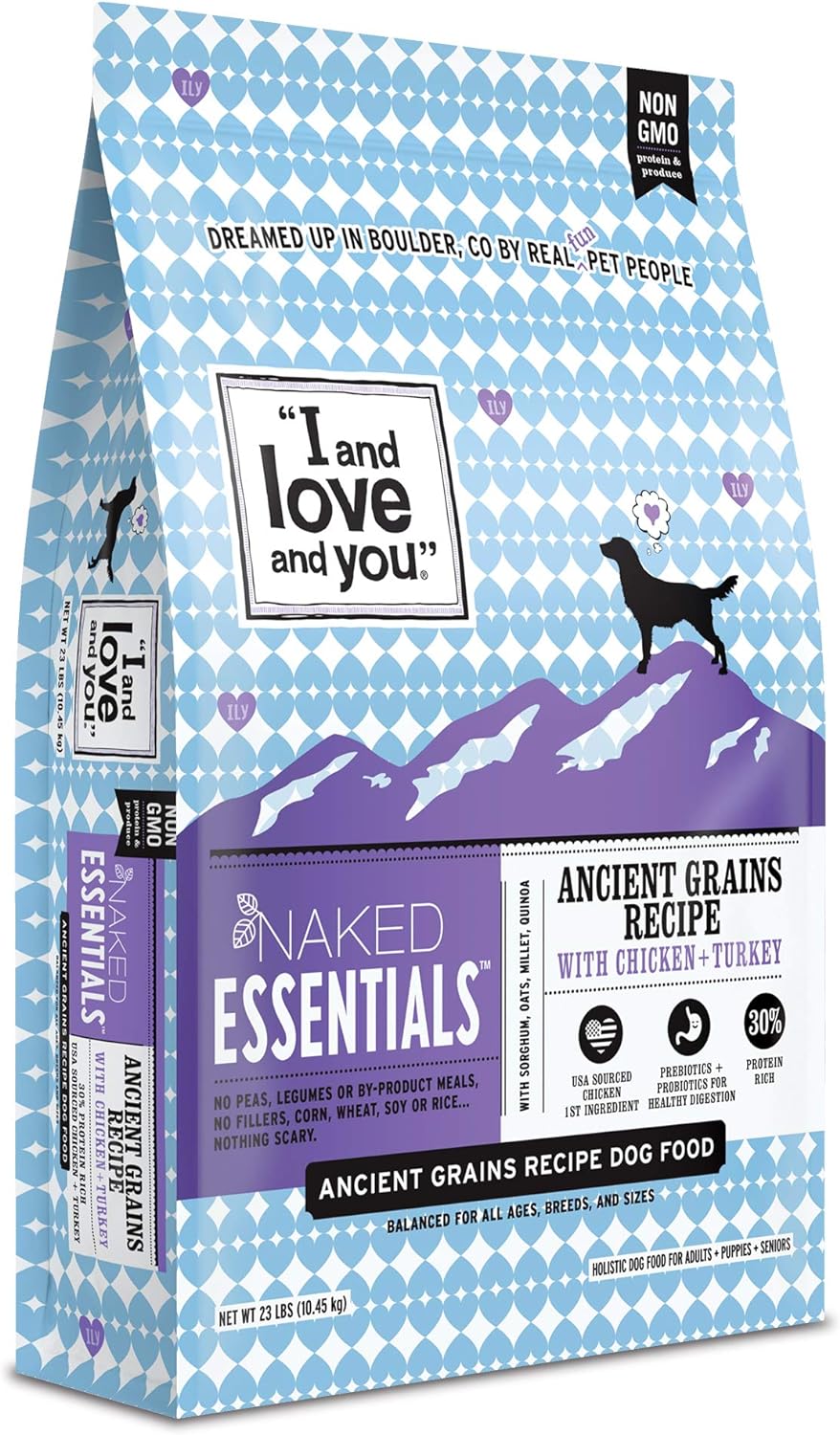 I and love and you Naked Essentials Ancient Grains Dry Dog Food - Chicken + Turkey - High Protein, Real Meat, No Fillers, 23lb Bag