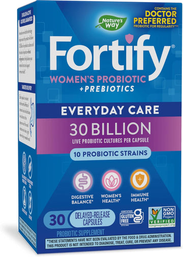 Nature's Way Fortify Probiotics for Women + Prebiotic, Digestive*, Immune*, and Vaginal Health Support*, 30 Capsules