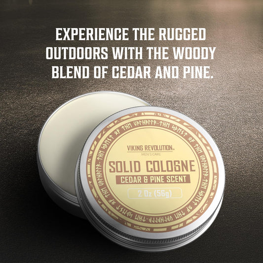 Viking Revolution Cedar And Pine Mens Solid Cologne Men 2 Oz - Men Solid Perfume With Cedar And Pine Cologne For Men - Balm Cologne For Mens Cologne Balm Travel Cologne Wax (1 Pack, Cedar And Pine)