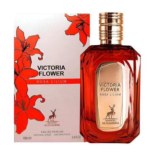 Maison Alhambra Victoria Flower Rosa Lilium – Fresh, Floral, Creamy, Musky – Eau De Parfum Spray Long-Lasting Fragrance For Women, 3.4 Ounce / 100 Ml