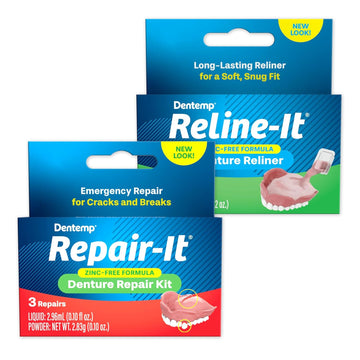 Dentemp Repair-It Denture Repair Kit & Reline-It Denture Reliner - Denture Kit (Multi-Pack) - Refit And Tighten Dentures For Both Upper & Lower Denture - Repair Broken Dentures & Loose Teeth