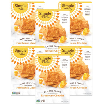 Simple Mills Almond Flour Crackers, Farmhouse Cheddar - Gluten Free, Healthy Snacks, 4.25 Ounce (Pack Of 6)