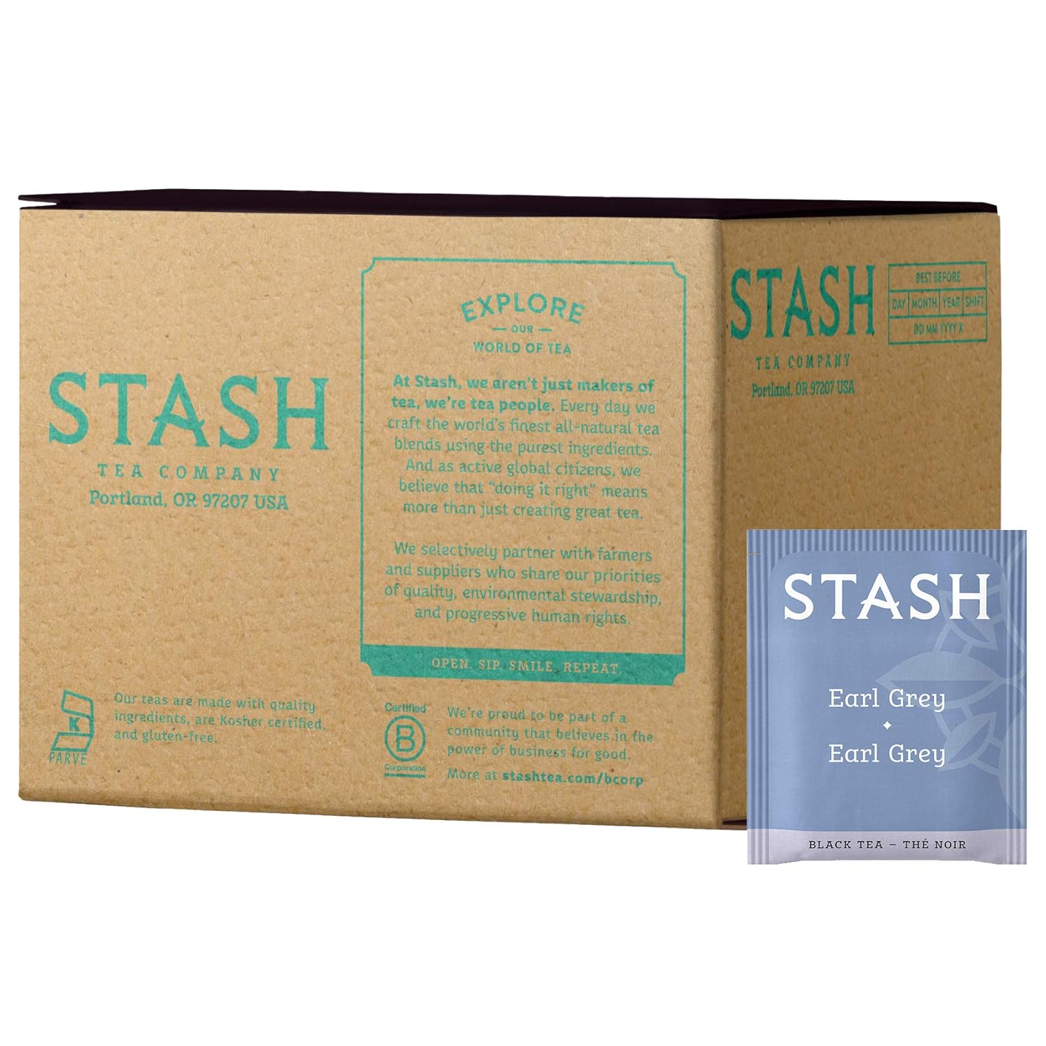 Stash Tea Earl Grey Black Tea, Box Of 100 Tea Bags (Packaging May Vary)