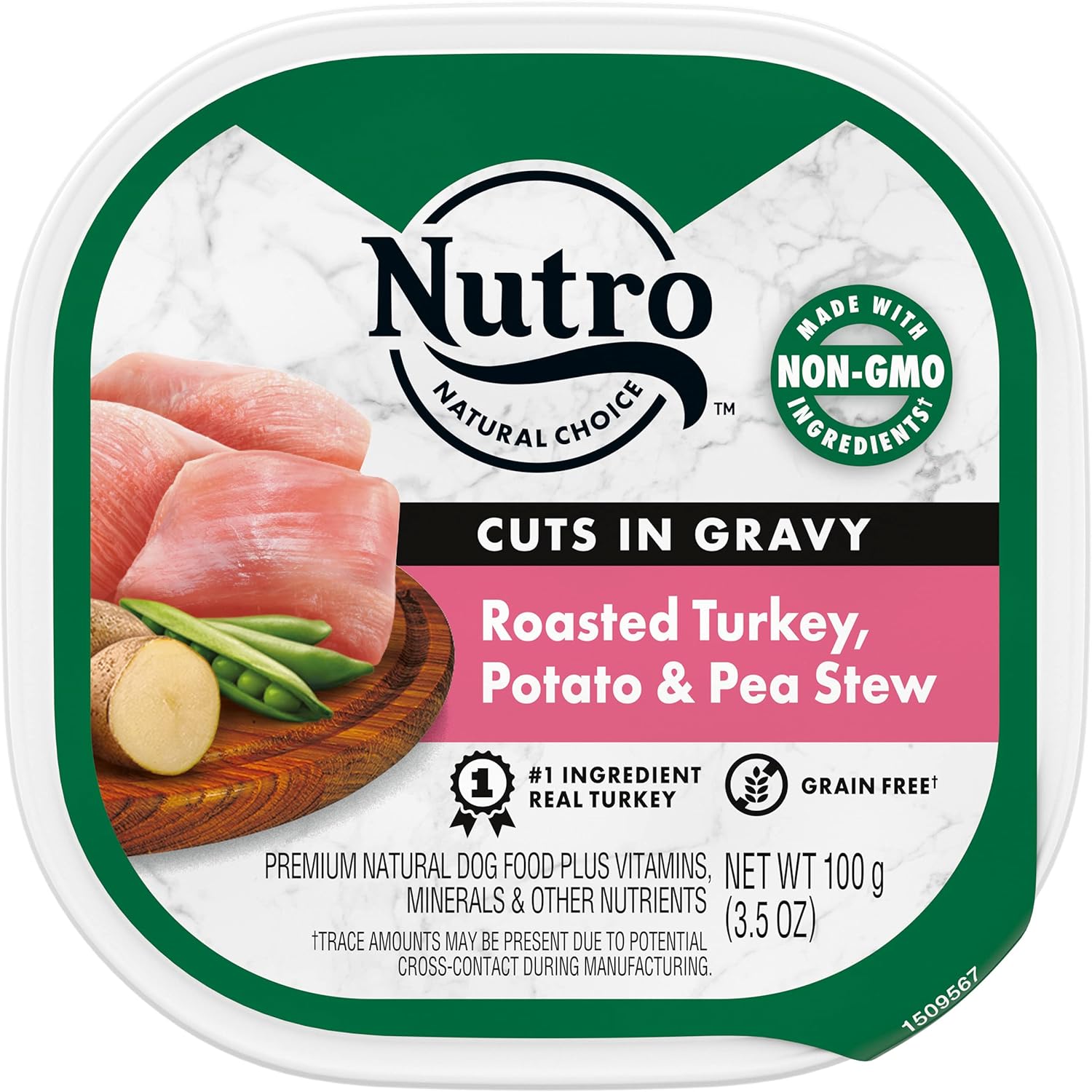 Nutro Adult Natural Grain Free Wet Dog Food Cuts In Gravy, Roasted Turkey, Potato & Pea Stew Recipe, 3.5 Oz. Trays (Pack Of 24)