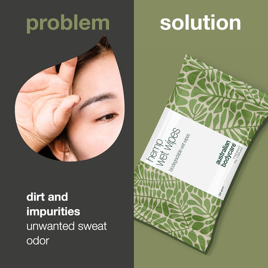Cleansing wipes for fresh skin (144 pcs) – With hemp seed oil, aloe vera, and 4-Terpineol, the active compound known from Tea Tree Oil